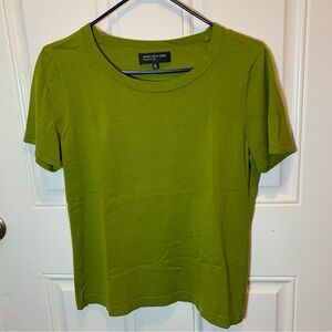 Jones New York Silk Viscose Crew Neck Chartreuse Green Short Sleeve Shirt Tee